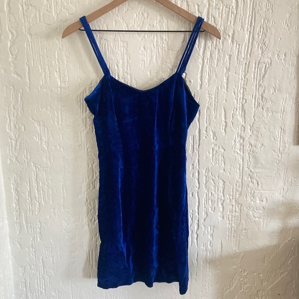 Arrested by Jonathan Martin Crushed Velvet Blue Mini Dress Size 5 / 6